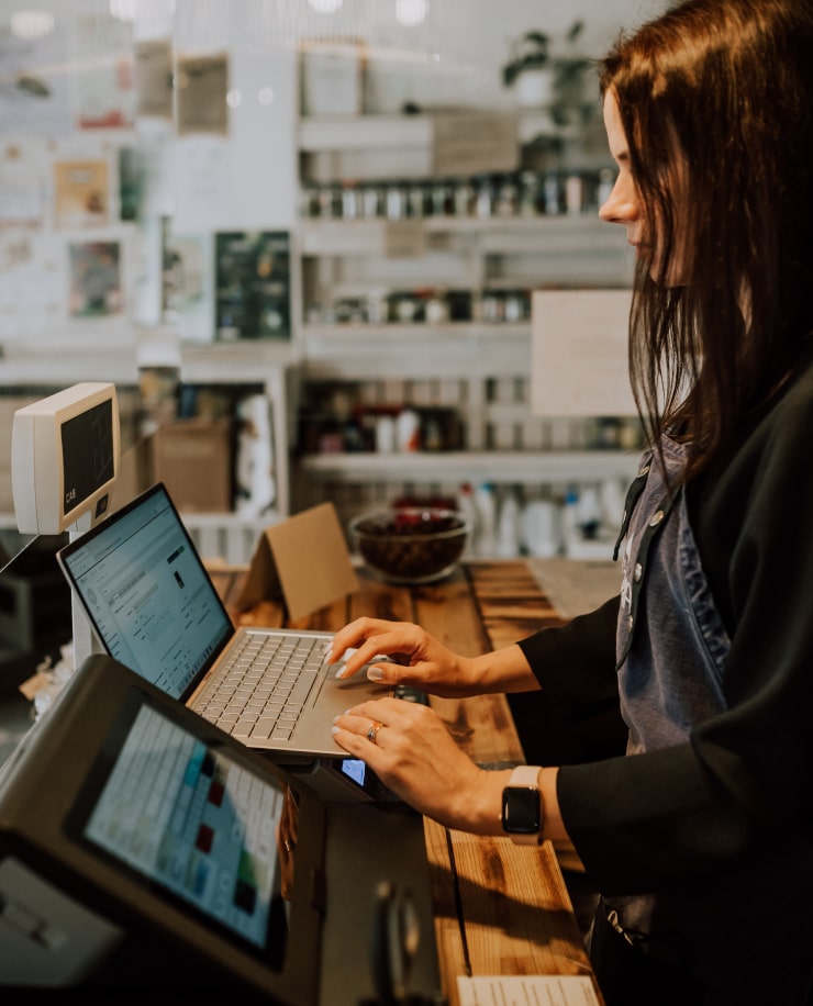 woman working on laptop